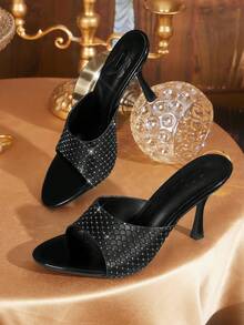 CUCCOO TILAWA Women's Fashion Daily Wear Slip-On High Heel Sandals - Black - View 3