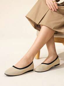 CUCCOO BASICS Sepatu Flat Wanita Kasual Serbaguna Minimalis dengan Trim Blok Warna untuk Musim Semi - MultiWarna - View 8