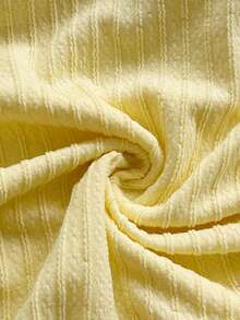 Soleia Camiseta de moda con cuello plisado asimétrico y volantes de unicolor para mujer - Amarillo - Ver 4