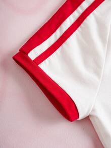 HELLO KITTY AND FRIENDS | SHEIN Tween Girls' Casual Cat Print Contrast Trim Short Sleeve T-Shirt, Summer - White - View 8