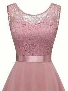Olithes Vestido rosa sin mangas de encaje para mujer para el verano - Rosa - Ver 4