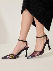 CUCCOO CHICEST 女士尖头细高跟鞋 婚礼宴会派对优雅 - 黑色 - 查看 7