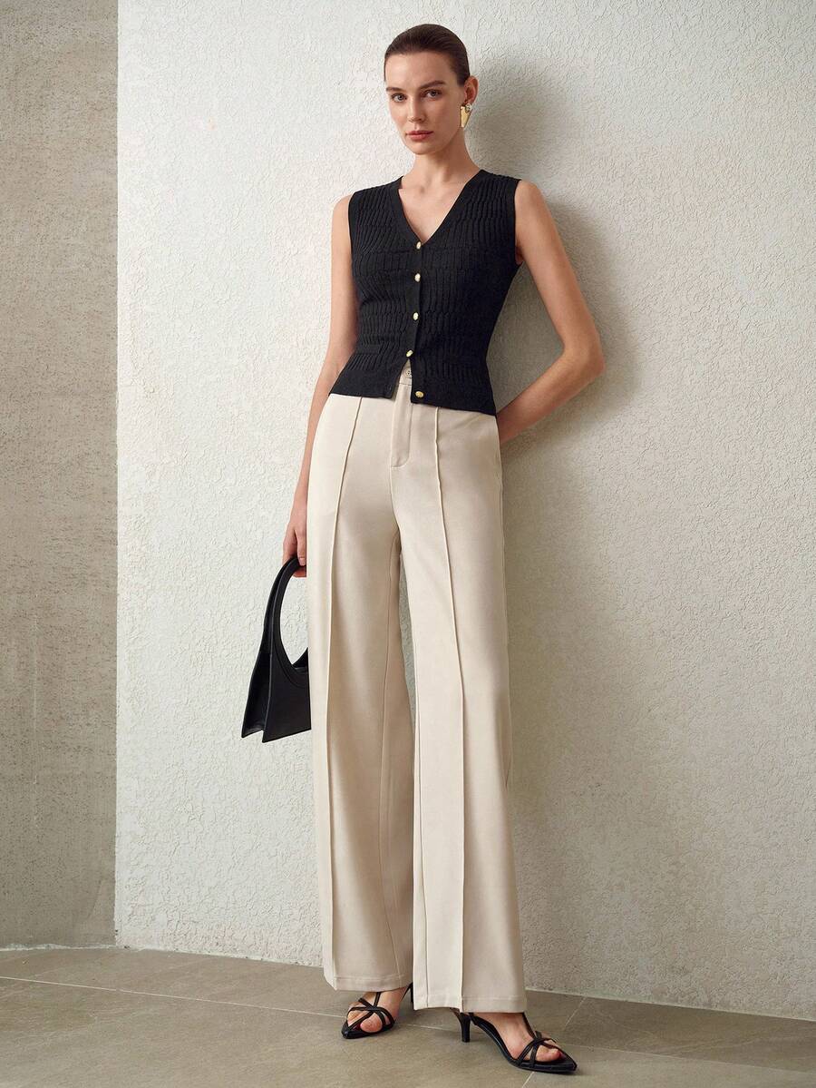 MOTF PREMIUM WOMEN'S RIBBED KNIT BUTTON-FRONT CARDIGAN - Black - View 1