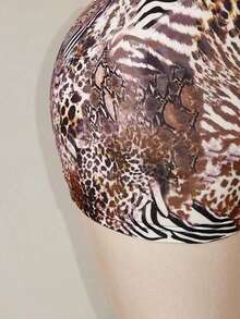 SHEIN ICON Women's Fashionable Sexy Animal Print Bodycon Romper - Multicolor - View 8