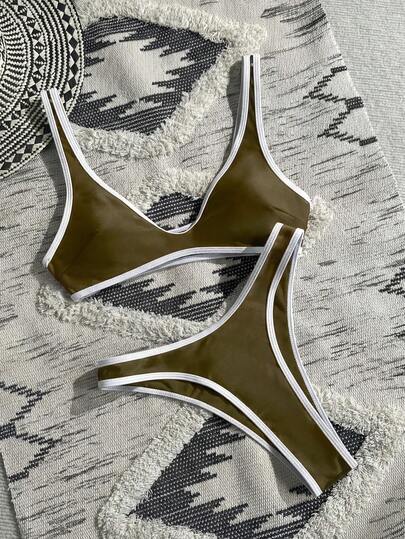 Swim Vcay Bộ bikini nữ mùa hè phối màu, kiểu dáng thường ngày, thích hợp đi biển.