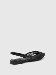 CUCCOO SZL Women's Pointed Toe Sequin Design Fashion Elegant Versatile Shoes - Black - View 4