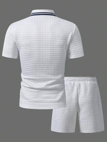 Manfinity CasualCool Bộ đồ nam thường ngày gồm áo polo tay ngắn và quần short cạp chun, thích hợp mặc hàng ngày. - trắng - Xem 2