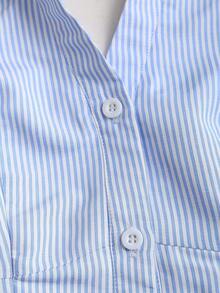 Sweetra Women's Sleeveless Tank Top With Embroidered Striped Pattern, Summer - Blue - View 3