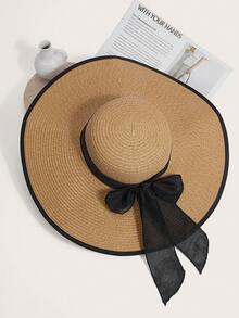 Enchnt 1 件休闲波西米亚风格草帽，适合度假佩戴 - 卡其色 - 查看 8