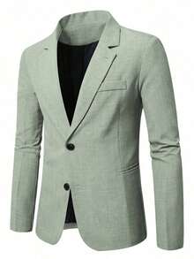 Manfinity Mode Blazer de una sola hilera con bolsillo y estampado espacial para hombres - verde menta - Ver 3