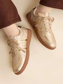 CUCCOO EASI Women's Round Toe Casual Versatile Sneakers - Champagne - View 9