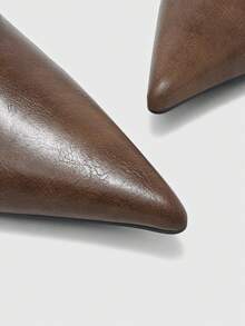 CUCCOO BIZCHIC Women's Pointed Brown PU Metal Buckle Slingback Stiletto Temperament Commuting Fashion Wear High-Heeled Sandals Spring Shoes - Brown - View 8