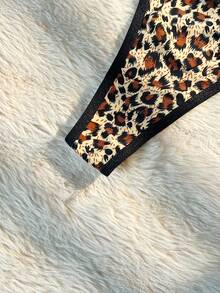 SHEIN 3pcs/Set Lace Patchwork Leopard Print Sexy Thong Panties - Multicolor - View 5
