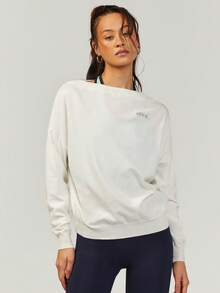 Athîral Women's Casual Versatile Letter Embroidered Knit Top - White - View 1