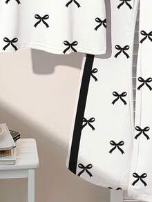 2件套少女休闲可爱蝴蝶结印花撞色圆领短袖上衣和喇叭裤套装，适合夏季和情人节穿着 - 彩色 - 查看 6