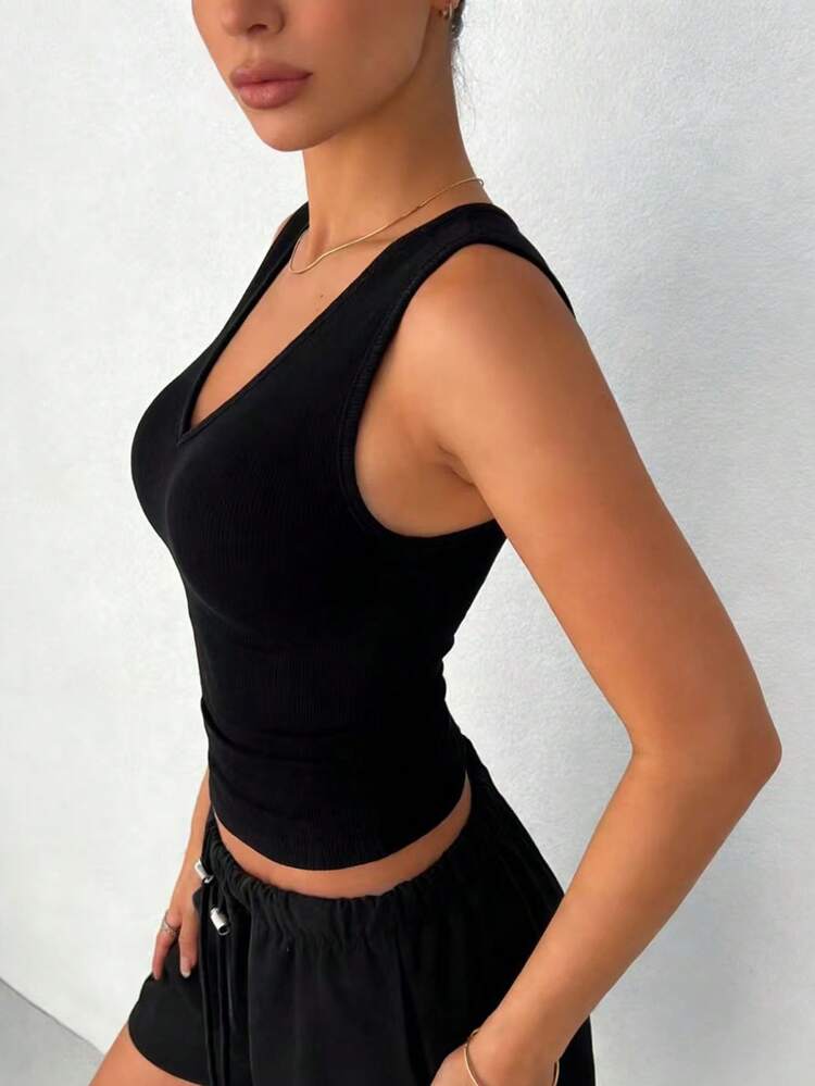 Women's Deep V-Neck Casual Sexy Slim Fit Camisole Crop Tops Women