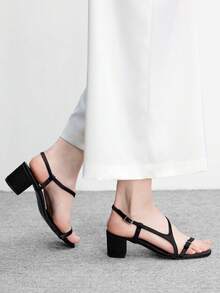 CUCCOO BIZCHIC Minimalist Fashionable Versatile Casual & Office Commute Women High Heel Sandals - Black - View 4