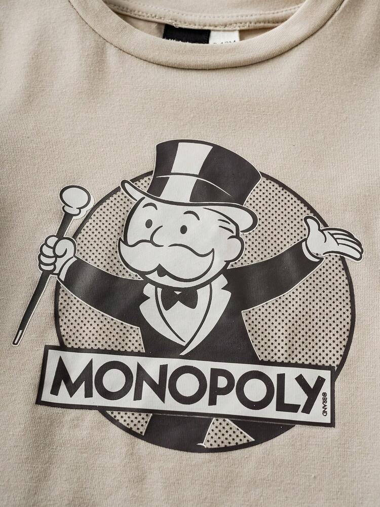 MONOPOLY X SHEIN 女婴卡通印花T恤和字母印花裤子套装 - 彩色 - 查看 4