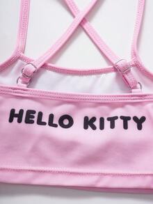 HELLO KITTY AND FRIENDS | SHEIN 少女卡通豹纹比基尼泳装 - 粉色 - 查看 5