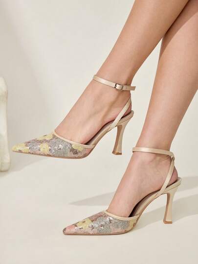 CUCCOO CHICEST Women Shoes Pointed Wedding Banquet Party Elegant Flowers High Heels