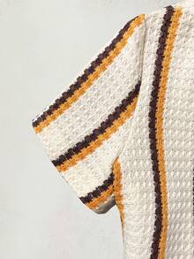 LMoss Kids 2pcs Baby Boy Knitted Striped Casual T-Shirt And Shorts Set - Multicolor - View 5