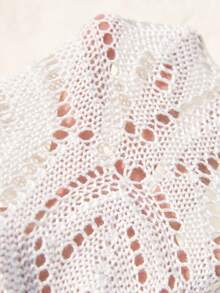 LanaWest CURVE Women's Sleeveless Hollow-Out Metal Buckle Knit Top, Spring/Summer - White - View 8