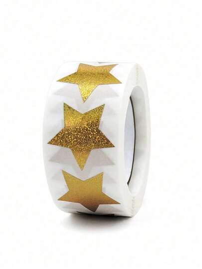 500张/套 激光细砂金色五角星涂鸦贴纸，防水自粘纸质贴纸，非常适合礼品包装、DIY工艺装饰和礼品点缀