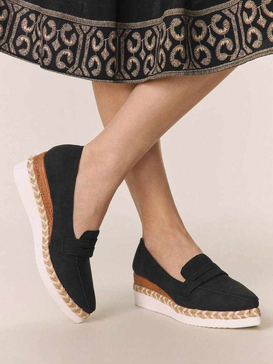 Styleloop Giày bốt cao đến giữa bắp chân cho nữ, giày thường ngày cỡ lớn cho nữ, phụ kiện cần thiết cho kỳ nghỉ, du lịch, phong cách boho, cao bồi. - màu đen - Xem 1