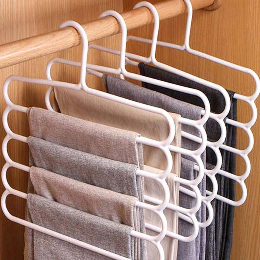 White Household Anti Slip Multi-Layer Pants Rack Multifunctional Wardrobe With 5 Layers Of Pants Hanger - 5 white - View 1