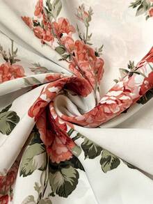 Roveilla 大码优雅印花雪纺连衣裙，休闲度假装，春夏款 - 彩色 - 查看 9