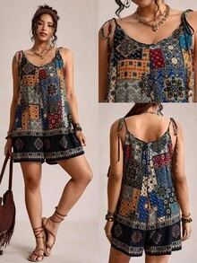 SHEIN LUNE 大码优雅印花连体裤，适合度假、女士沙滩装、女士生日装、生日度假装、波西米亚风、女士波西米亚服装、女士波西米亚风长款连体裤、地中海风格服装、夏季服装、夏季度假服装、春季服装、春季服装、沙滩佩斯利印花。女士夏季服装、优雅派对连衣裙、女士度假服装、度假连衣裙、拼接连衣裙、波西米亚风连衣裙、几何印花连衣裙、吊带裙、图案连体裤、无袖连衣裙、图案迷你连衣裙、女士连体裤、波西米亚风夏季连体裤、女士短款连体裤、女士波西米亚风服装、波西米亚风夏季连体裤、女士波西米亚风连体裤、波西米亚风夏季连体裤、女士波西米亚风连体裤、女士波西米亚风服装、波西米亚风连体裤、女士波西米亚风服装、波西米亚风时尚女装、波西米亚风女装、女士连体裤、夏季女士度假套装、女士夏季服装 - 彩色 - 查看 2