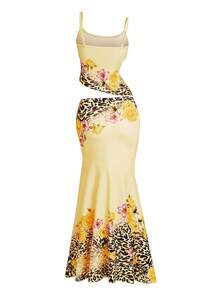 Lyxana Conjunto de 2 piezas de mujer para verano con camiseta asimétrica y falda con estampado floral y de leopardo, adecuado para vacaciones en la playa - Multicolor - Ver 3