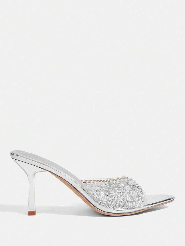 CUCCOO TILAWA Ladies Sequins Crystal Pointed Stiletto Luxury Celebration Party Summer Patent Leather Sandals