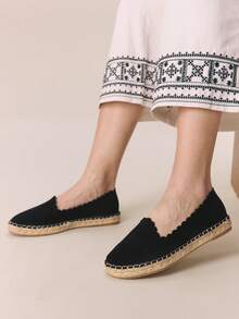 Styleloop 女士平底乐福鞋，休闲度假平底乐福鞋，编织材质，复古美式风格，波西米亚风，西部靴，科切拉音乐节，派对装扮 - 咖啡棕 - 查看 5