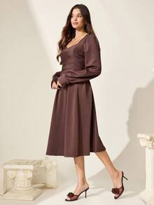 CUCCOO CHICEST 女士鞋履 春夏网面拼接立体花朵装饰露趾细高跟鞋，法式复古风，女士高跟凉鞋，居家穿着，约会，下午茶，购物派对，节日礼物 - 咖啡棕 - 查看 8