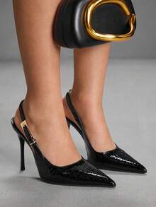 CUCCOO SZL Women's Pointed Toe Buckle Design Fashion Daily Wear High Heel Mules Spring Shoes - Black - View 9