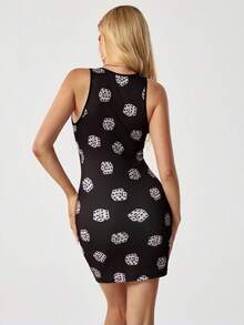 MONOPOLY X SHEIN Women's Dice Print Casual Daily Date Outing Short Dress - Black - View 2