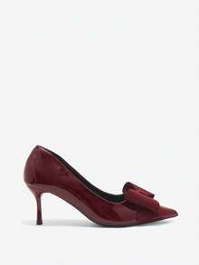 Stiletto High Heels Pointed Toe Slip-On Pumps, Fashionable Professional Quality Chic Ladies Shoes Valentines - Burgundy - View 7