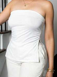 Melissa Matos Áo crop top họa tiết da báo Y2K Subculture dành cho nữ có thiết kế viền xẻ - trắng - Xem 4