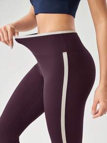 OutZeal Calça Legging Esportiva Feminina para Academia, Pilates, Controle de Abdômen, Secagem Rápida, Design em Blocos de Cores com Bolso - Roxa - Ver 10