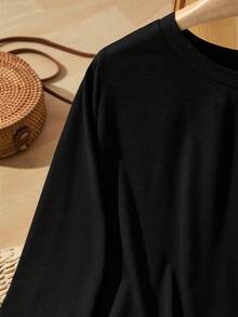 Rusticease Camiseta unicolor bajo asimétrico - Negro - Ver 4