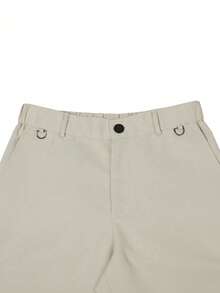 Manfinity Homme 男士素色斜口袋西裝褲不附腰帶 - 米色 - 查看 4