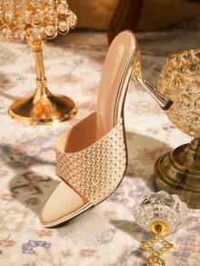 CUCCOO TILAWA Dammode Dagliga Slip-On Högklackade Sandaler - Ljusguld - Visa 5