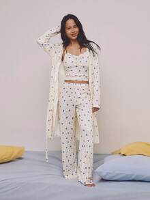 Athîral Women's Casual Blue Ditsy Floral Robe Cover Up - Multicolor - View 1