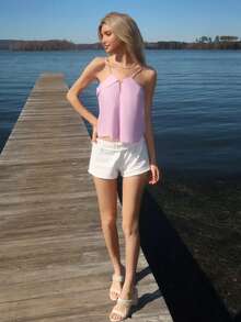 Sydney Algeri Women's Casual Sleeveless Camisole, Sexy & Comfortable For Summer Y2k - Pink - View 3