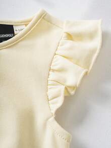 MONOPOLY X SHEIN Baby Girl Round Neck Cap Sleeve Cute Romper MONOPOLY - Apricot - View 5