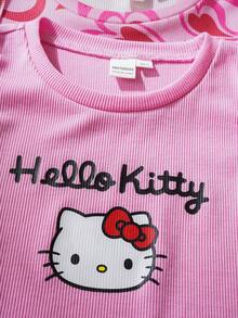 HELLO KITTY AND FRIENDS | SHEIN 少女卡通印花无袖连衣裙，夏季时尚 - 粉色 - 查看 7