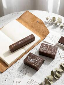 Cirelle 1pc Vintage Pattern Wooden Stamp -Handcrafted Tool For Scrapbooking, Journaling & Greeting Card Decoration - Multicolor - View 2