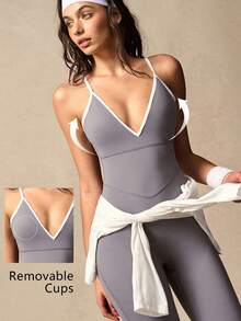 VARSIVA Women's Backless Fitted Sports Jumpsuit - Multicolor - View 11