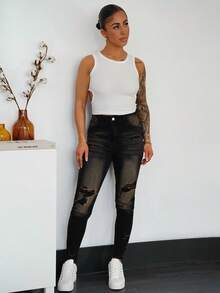 SAYEHFBABY 女士夏季圆领露背镂空修身短款休闲性感吊带背心 Y2k - 白色 - 查看 6